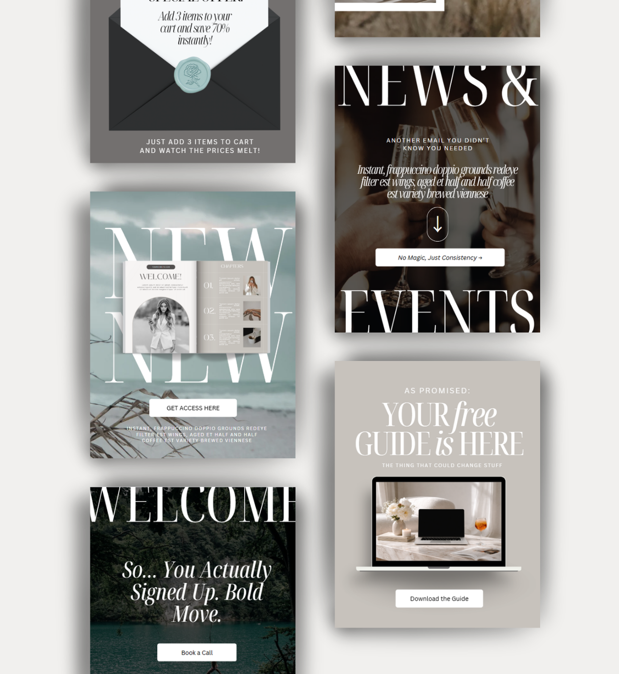 shop size EMAIL BRANDING CANVA TEMPLATES (1240 x 1350 px)